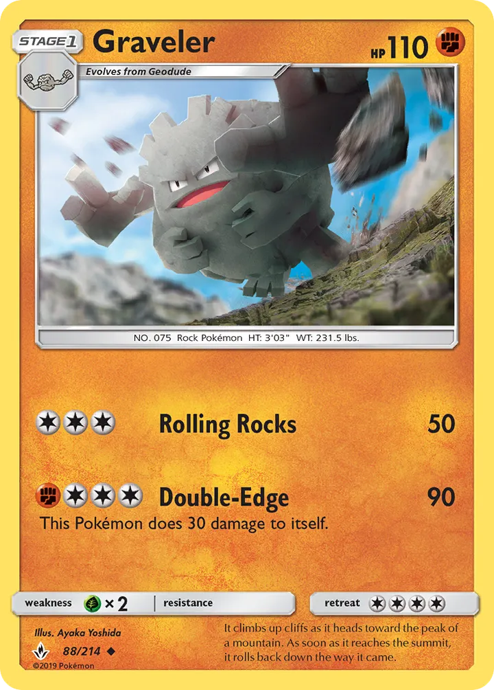 Sun & Moon—Unbroken Bonds 영어판 Graveler 88 카드 앞면