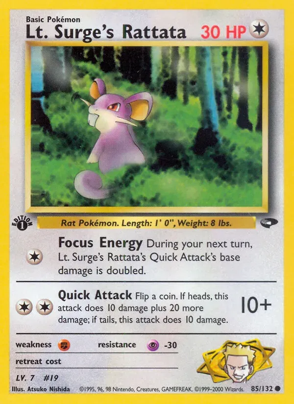 Gym Challenge 英語版 Lt. Surge's Rattata 85 カード表面