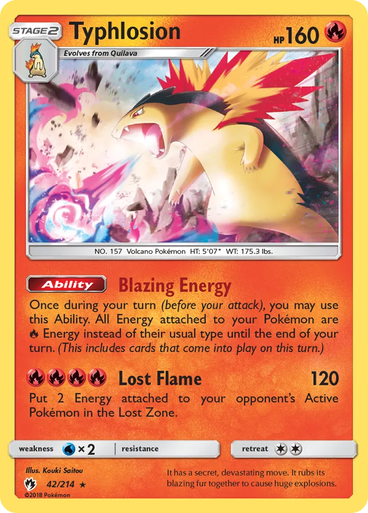Sun & Moon—Lost Thunder 英語版 Typhlosion 42 カード表面
