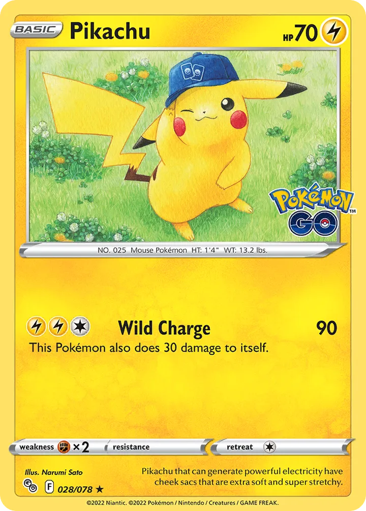 Pokémon TCG: Pokémon GO 영어판 Pikachu 28 카드 앞면