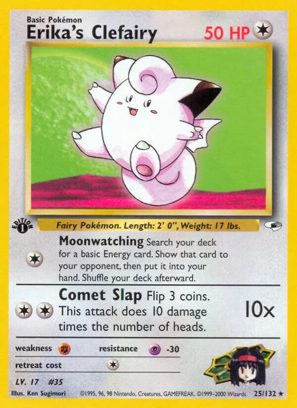 Gym Heroes 영어판 Erika's Clefairy 25 카드 앞면