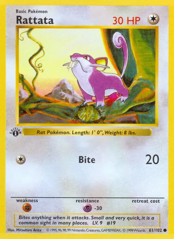Base Set 英語版 Rattata 61 カード表面
