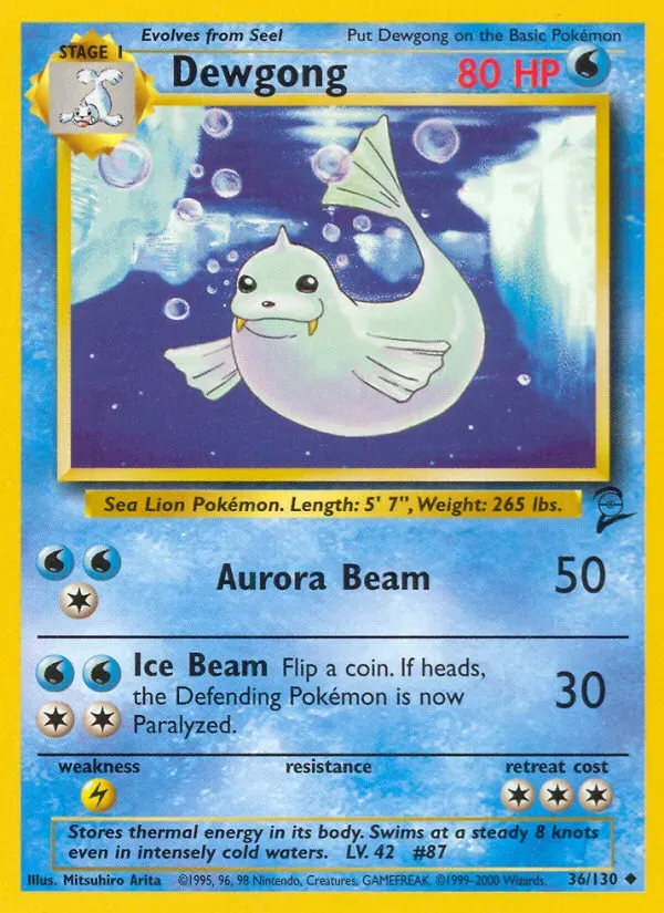 Base Set 2 영어판 Dewgong 36 카드 앞면