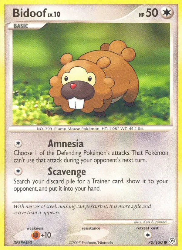 Diamond & Pearl 英語版 Bidoof 70 カード表面