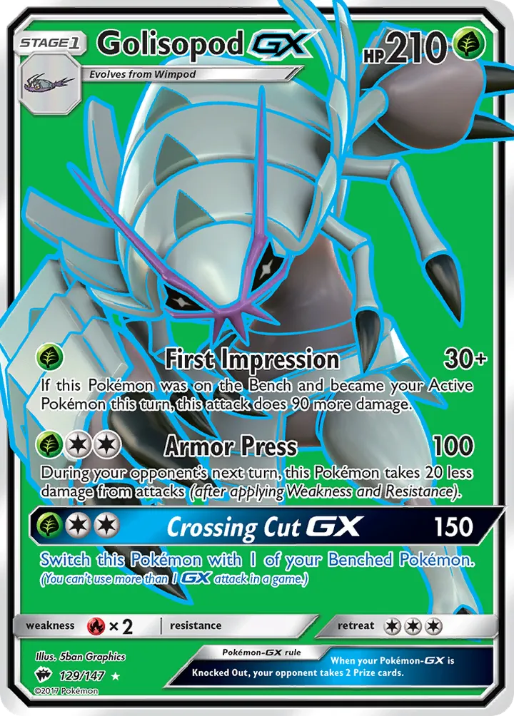 Sun & Moon—Burning Shadows 英語版 Golisopod-GX 129 カード表面