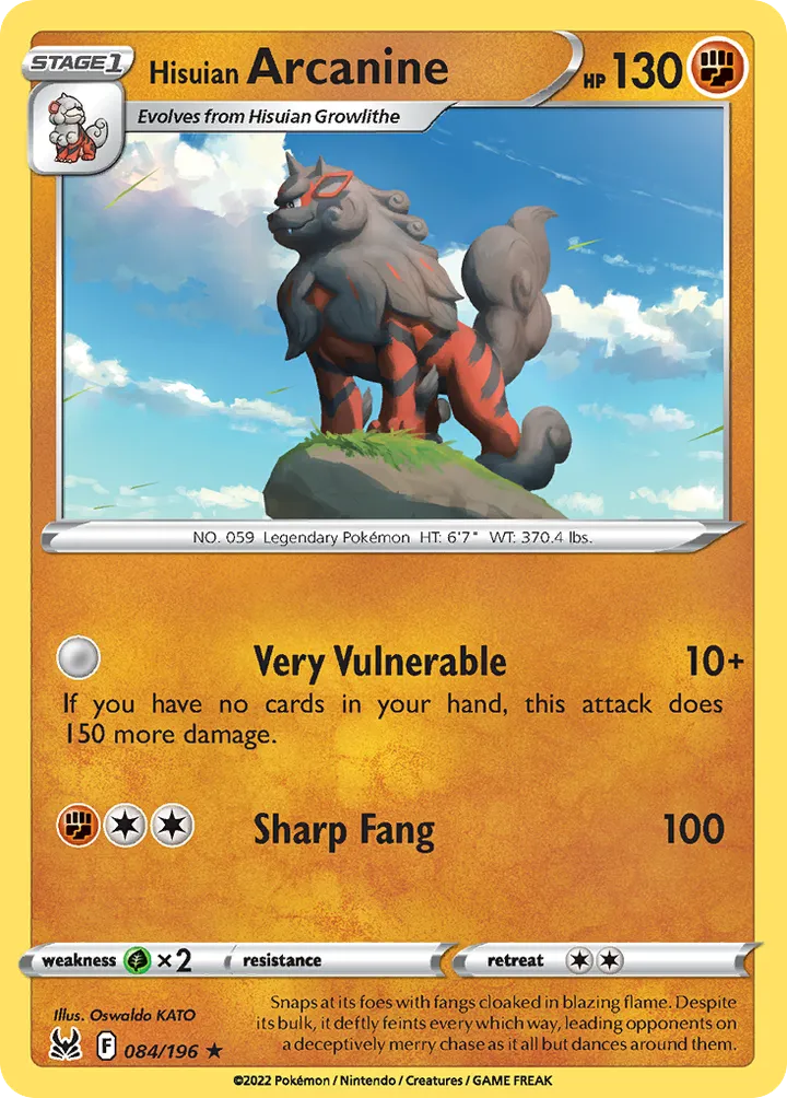 Sword & Shield—Lost Origin 英語版 Hisuian Arcanine 84 カード表面