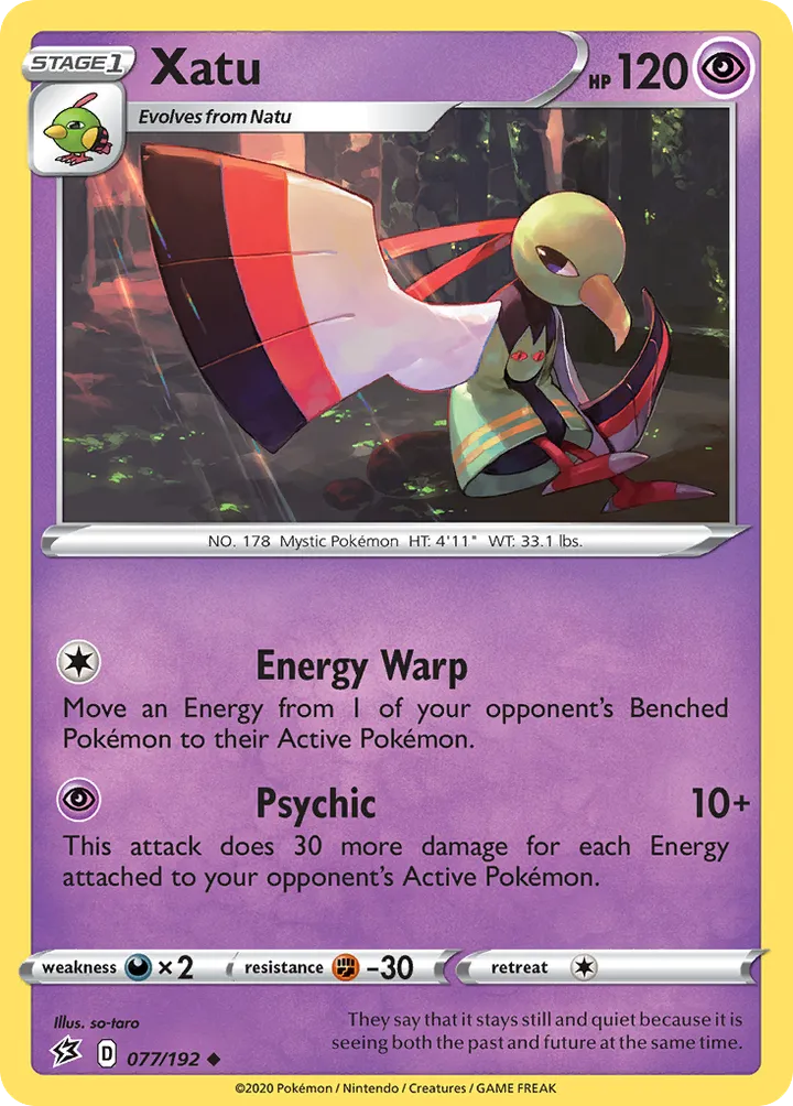 Front of Xatu 77, Sword & Shield—Rebel Clash English