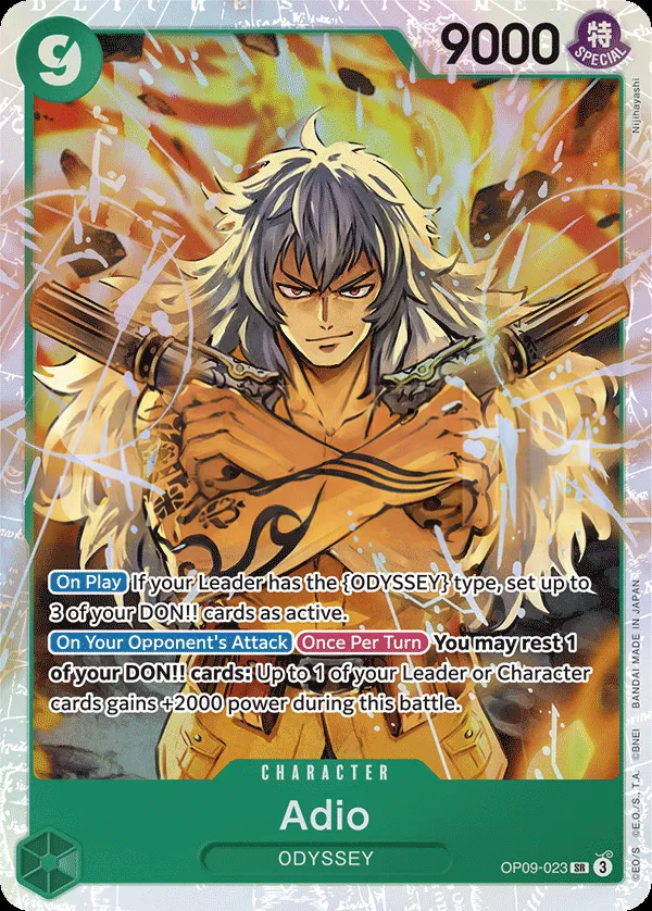 Emperors in the New World 영어판 Adio OP09-023 카드 앞면