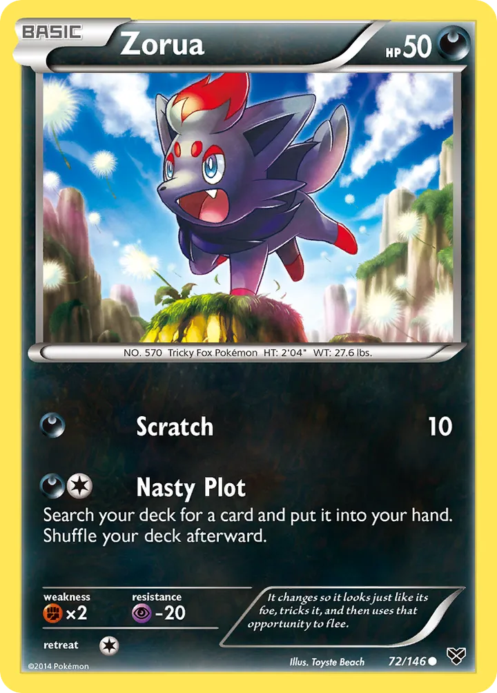 XY 영어판 Zorua 72 카드 앞면
