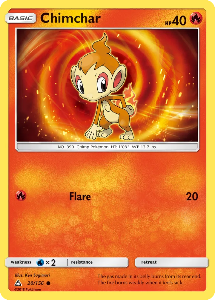 Sun & Moon—Ultra Prism 영어판 Chimchar 20 카드 앞면