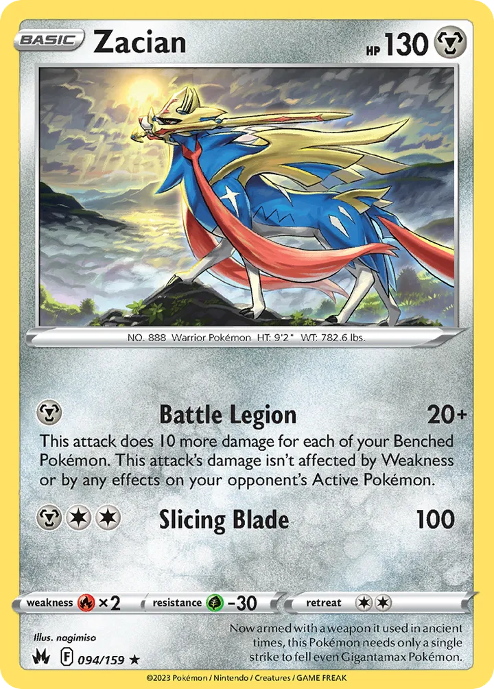 Front of Zacian 94, Crown Zenith English