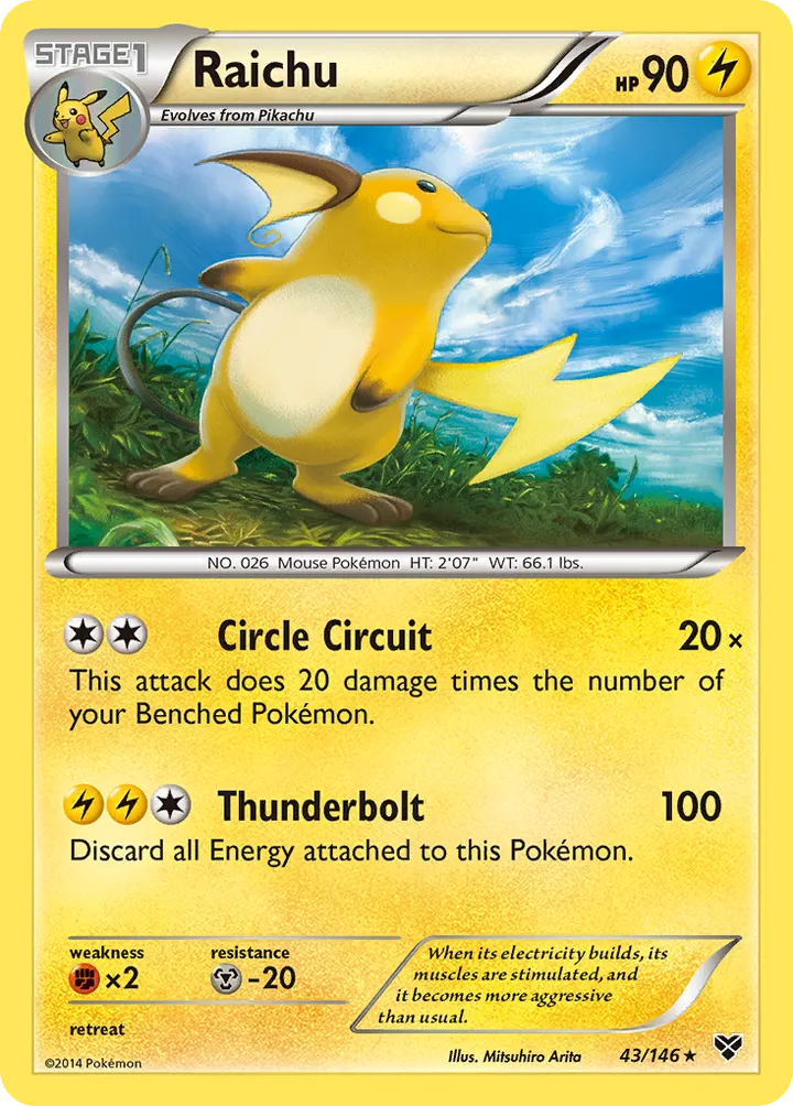 XY 英語版 Raichu 43 カード表面