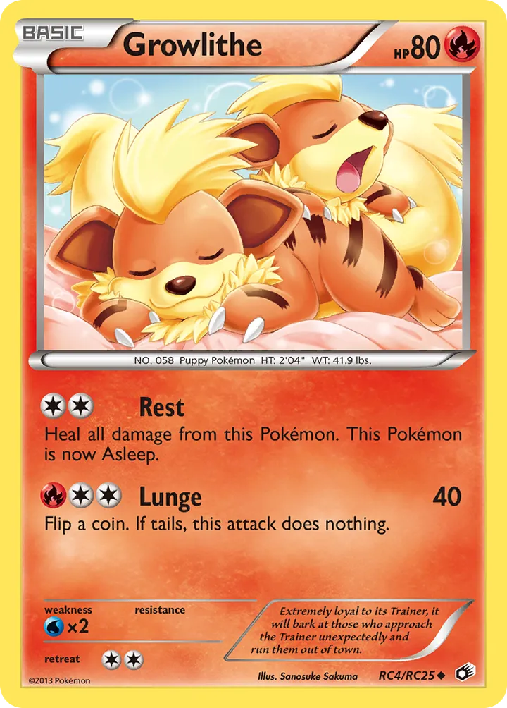 Black & White—Legendary Treasures 영어판 Growlithe RC4 카드 앞면