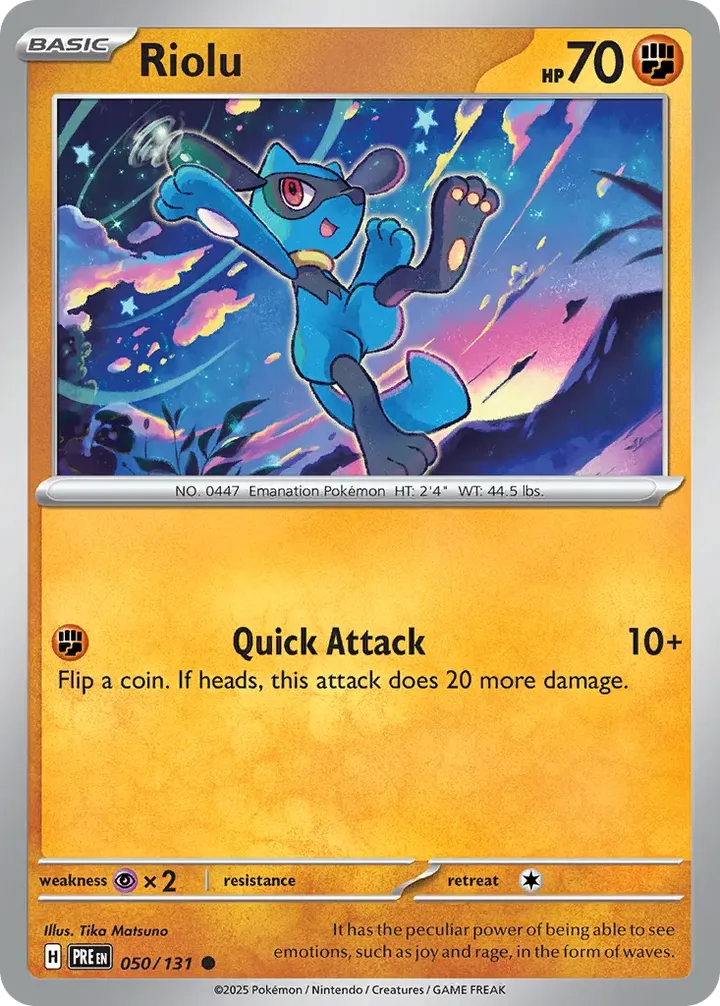 Scarlet & Violet—Prismatic Evolutions 영어판 Riolu 50 카드 앞면