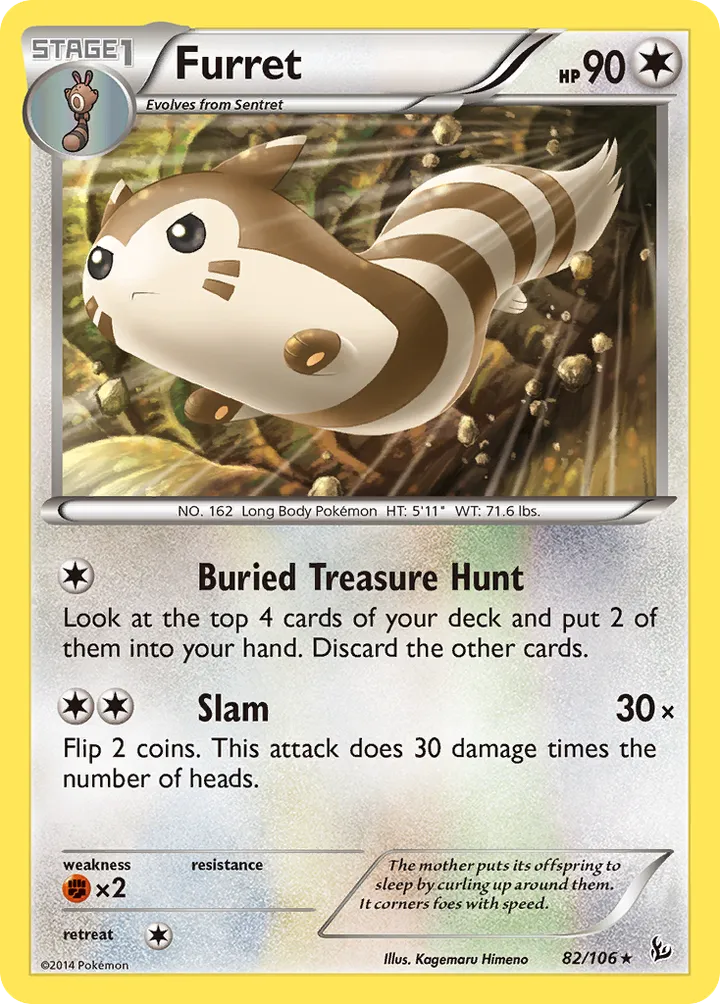 XY—Flashfire 영어판 Furret 82 카드 앞면
