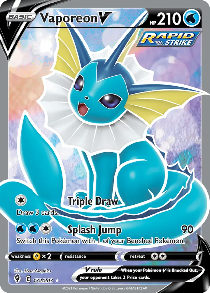 Sword & Shield—Evolving Skies 英語版 Vaporeon V 172 カード表面