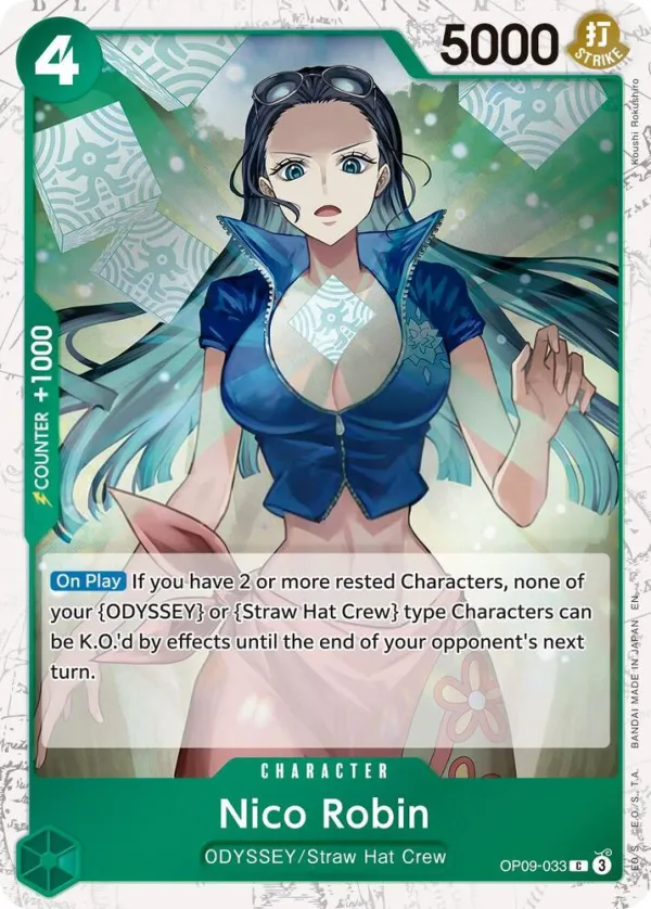 Emperors in the New World 영어판 Nico Robin OP09-033 · 재록 · 해적 카드 앞면