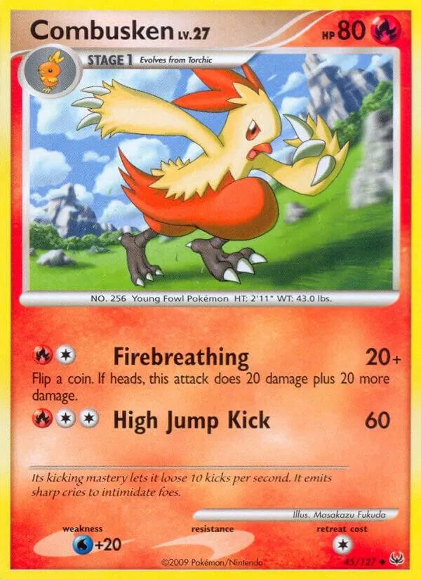 Platinum 영어판 Combusken 45 카드 앞면