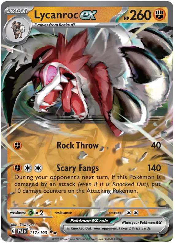 Scarlet & Violet—Paldea Evolved 영어판 Lycanroc ex 117 카드 앞면