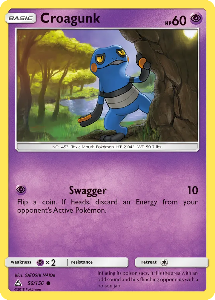 Sun & Moon—Ultra Prism 영어판 Croagunk 56 카드 앞면