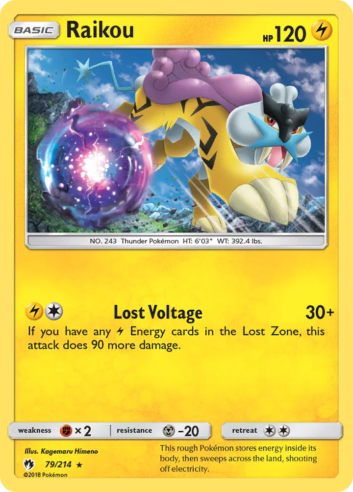 Sun & Moon—Lost Thunder 영어판 Raikou 79 카드 앞면