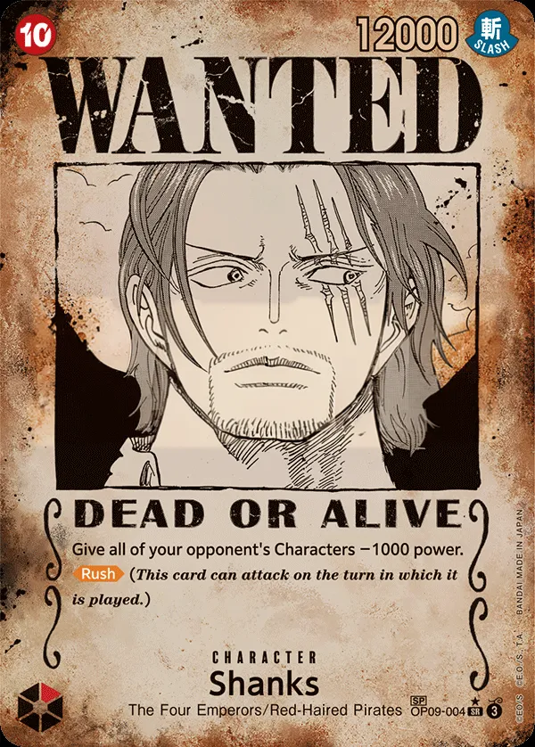 Emperors in the New World 英語版 Shanks OP09-004 · パラレル 3 カード表面