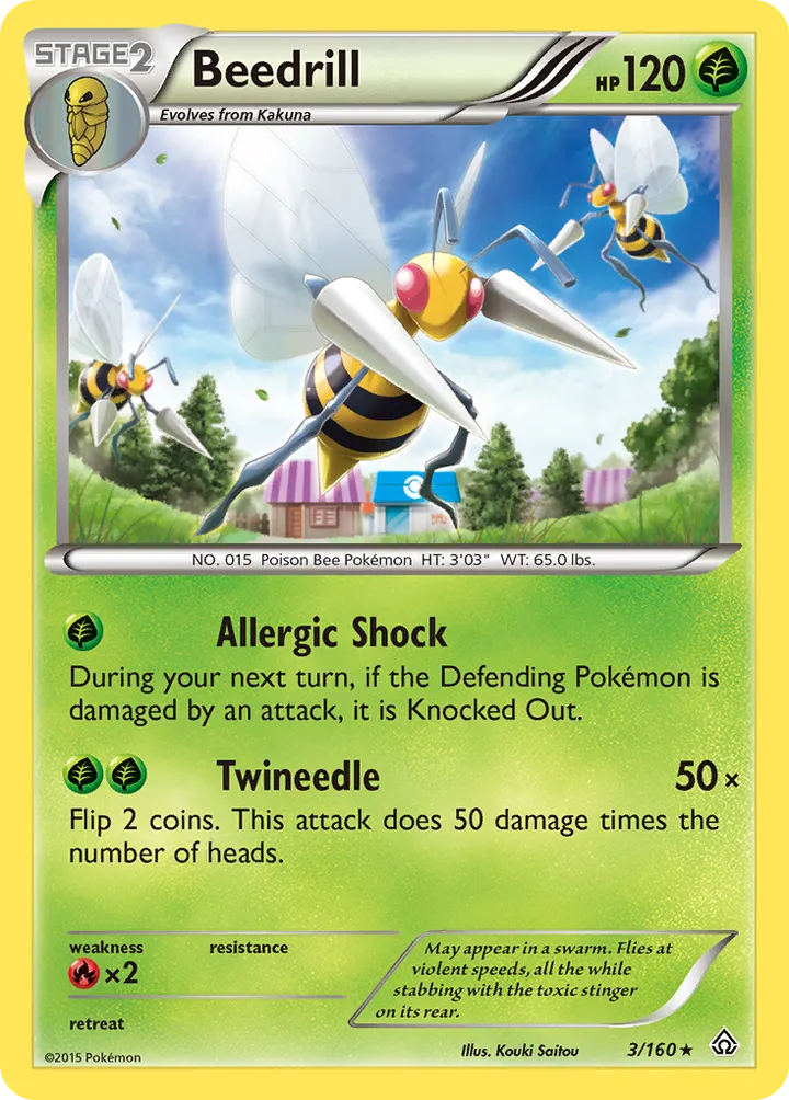 XY—Primal Clash 영어판 Beedrill 3 카드 앞면