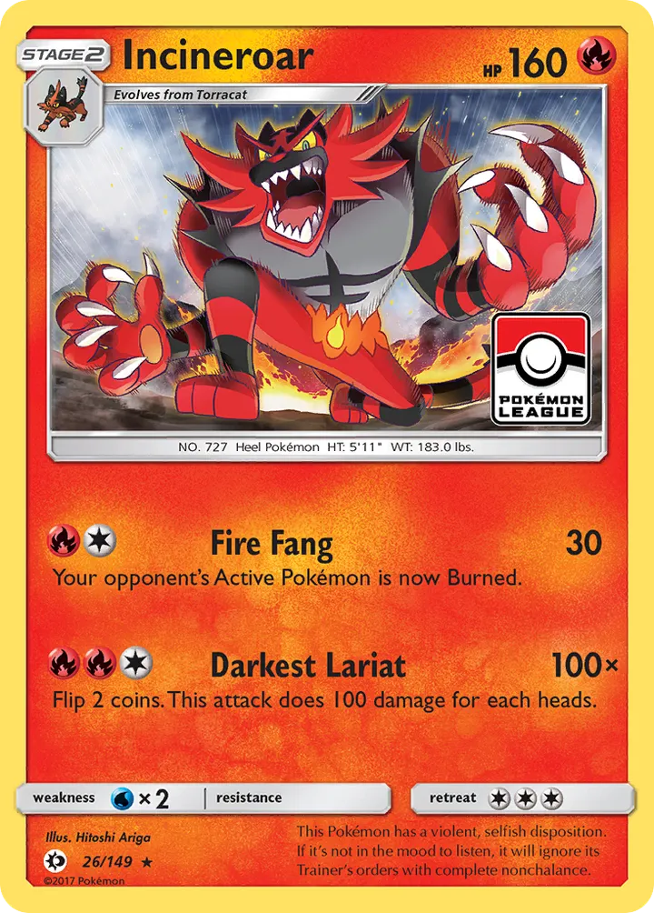 Sun & Moon 英語版 Incineroar 26 カード表面