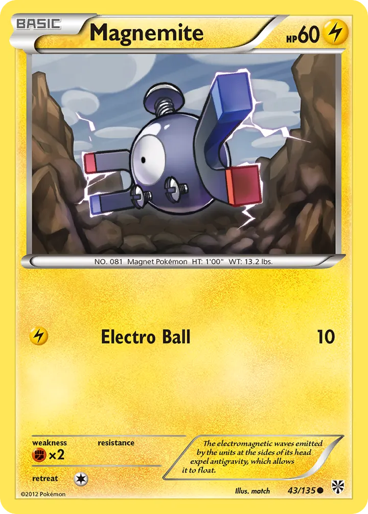 Black & White—Plasma Storm 영어판 Magnemite 43 카드 앞면