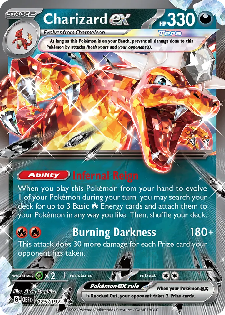 Scarlet & Violet—Obsidian Flames 英語版 Charizard ex 125 カード表面