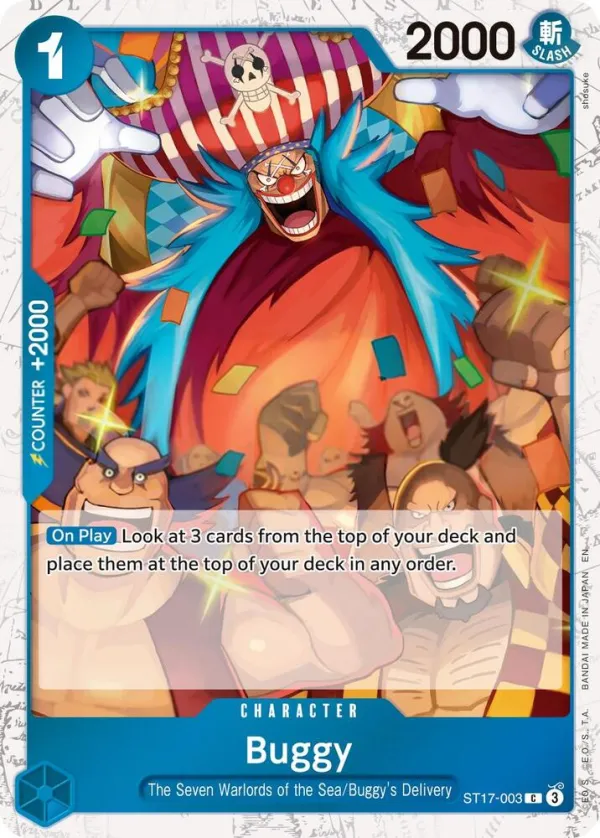 BLUE Donquixote Doflamingo 영어판 Buggy ST17-003 · 재록 · 해적 카드 앞면