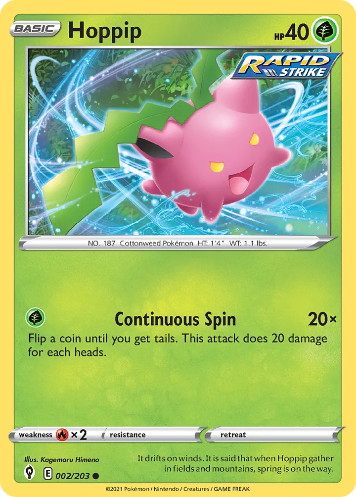 Sword & Shield—Evolving Skies 영어판 Hoppip 2 카드 앞면