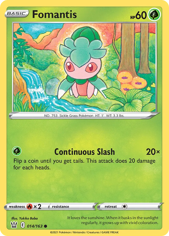 Sword & Shield—Battle Styles 영어판 Fomantis 14 카드 앞면