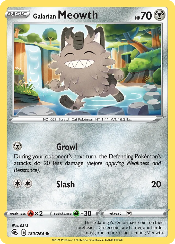 Sword & Shield—Fusion Strike 영어판 Galarian Meowth 180 카드 앞면