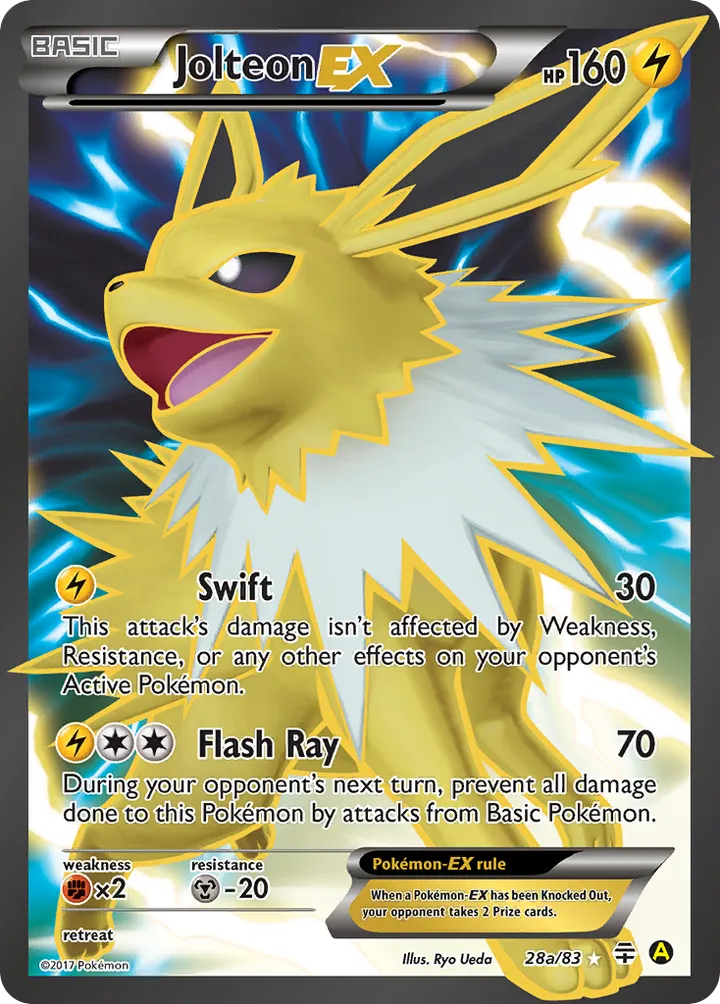 Generations 영어판 Jolteon-EX 28a 카드 앞면