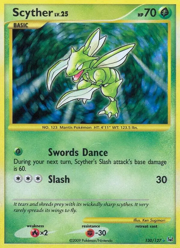 Front of Scyther 130, Platinum English