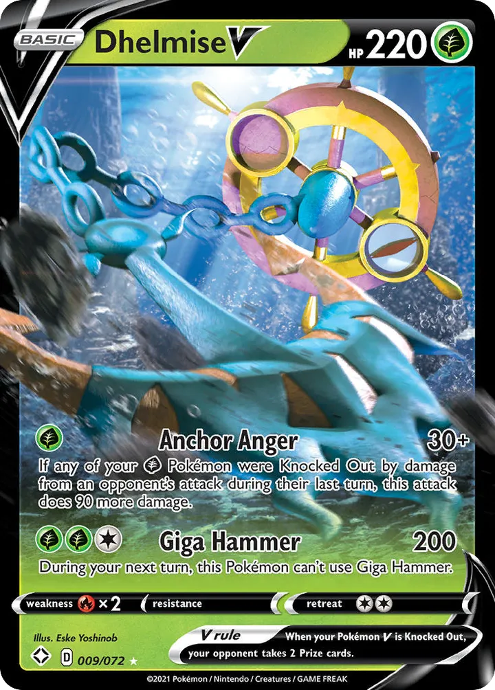 Shining Fates 영어판 Dhelmise V 9 카드 앞면