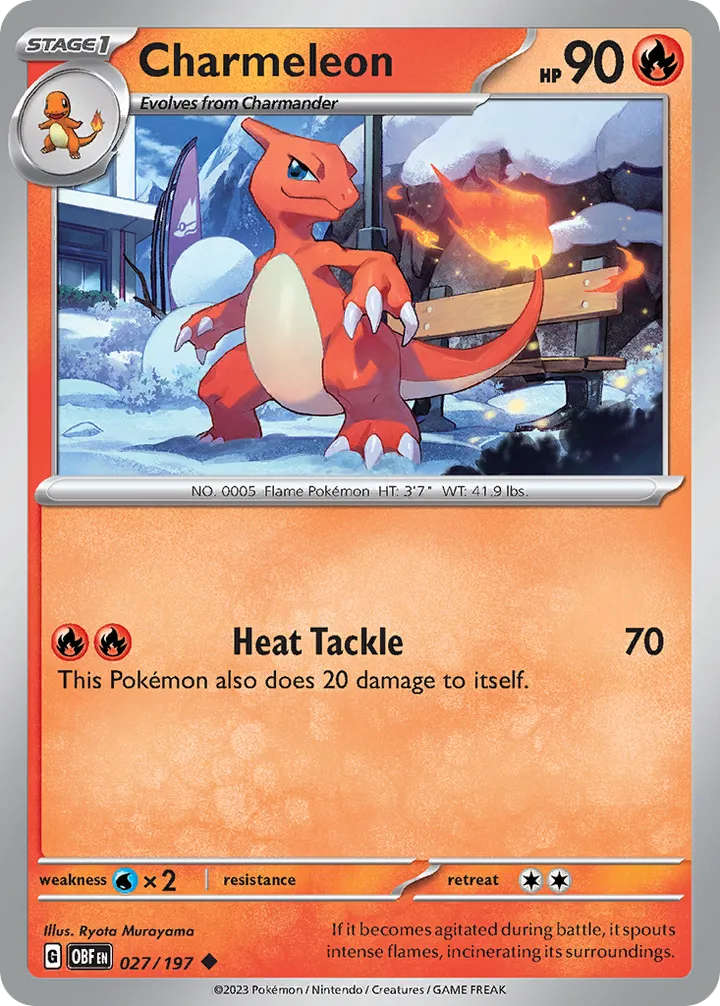 Scarlet & Violet—Obsidian Flames 영어판 Charmeleon 27 카드 앞면