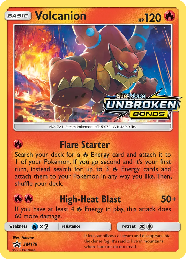 SM Black Star Promos 영어판 Volcanion SM179 카드 앞면