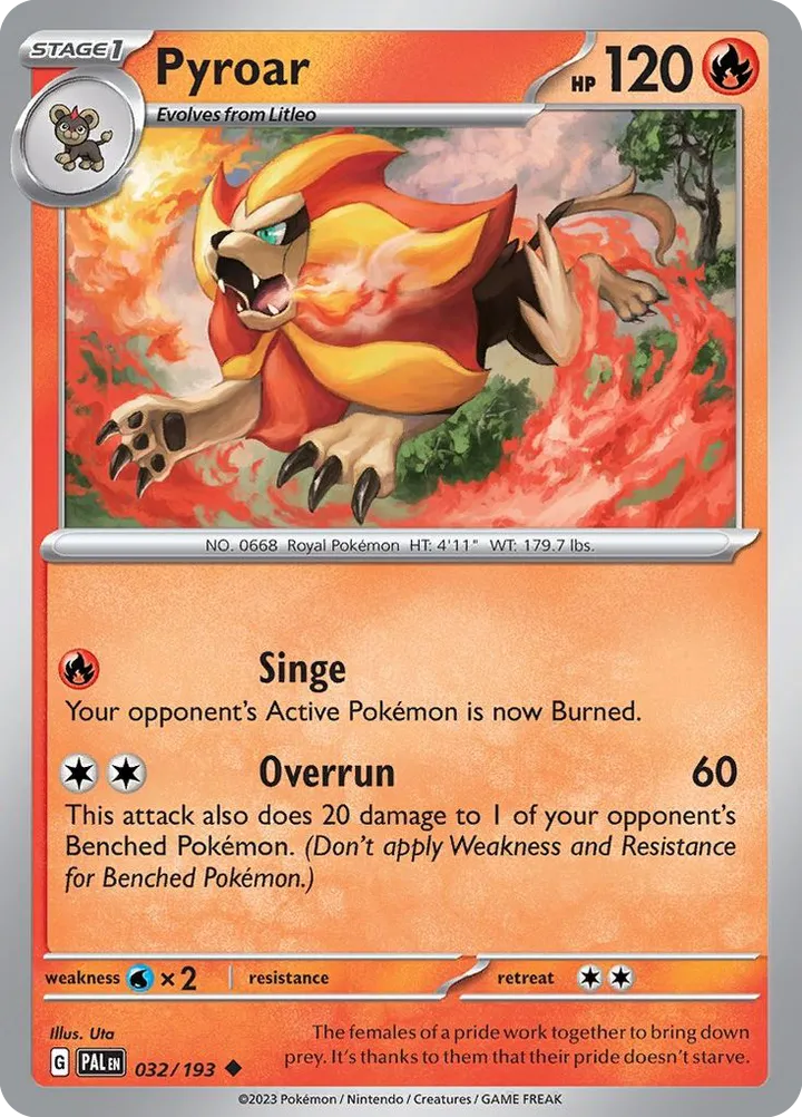 Scarlet & Violet—Paldea Evolved 영어판 Pyroar 32 카드 앞면