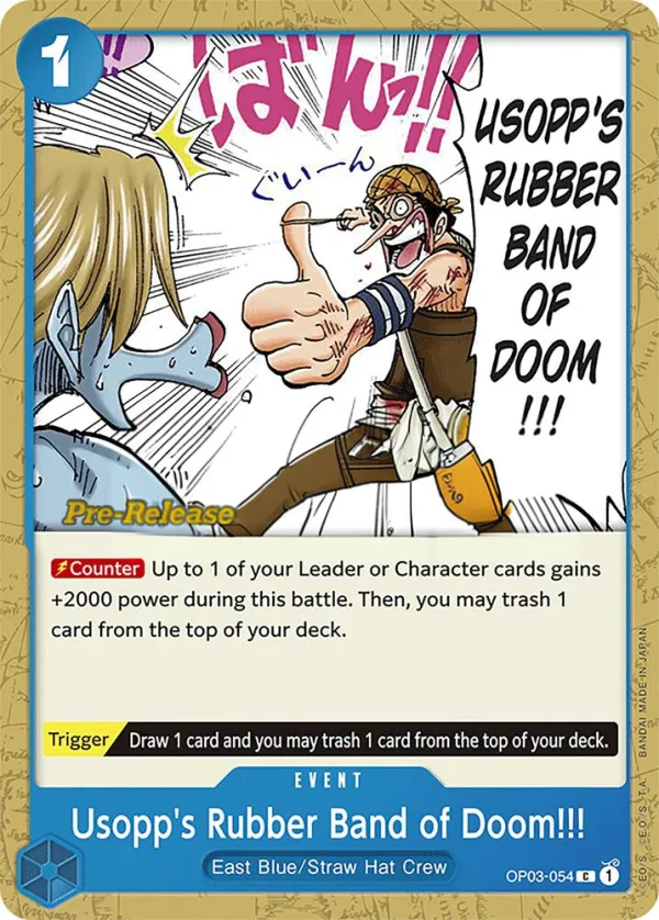 Pillars of Strength 英語版 Usopp's Rubber Band of Doom!!! OP03-054 · プレリリース カード表面