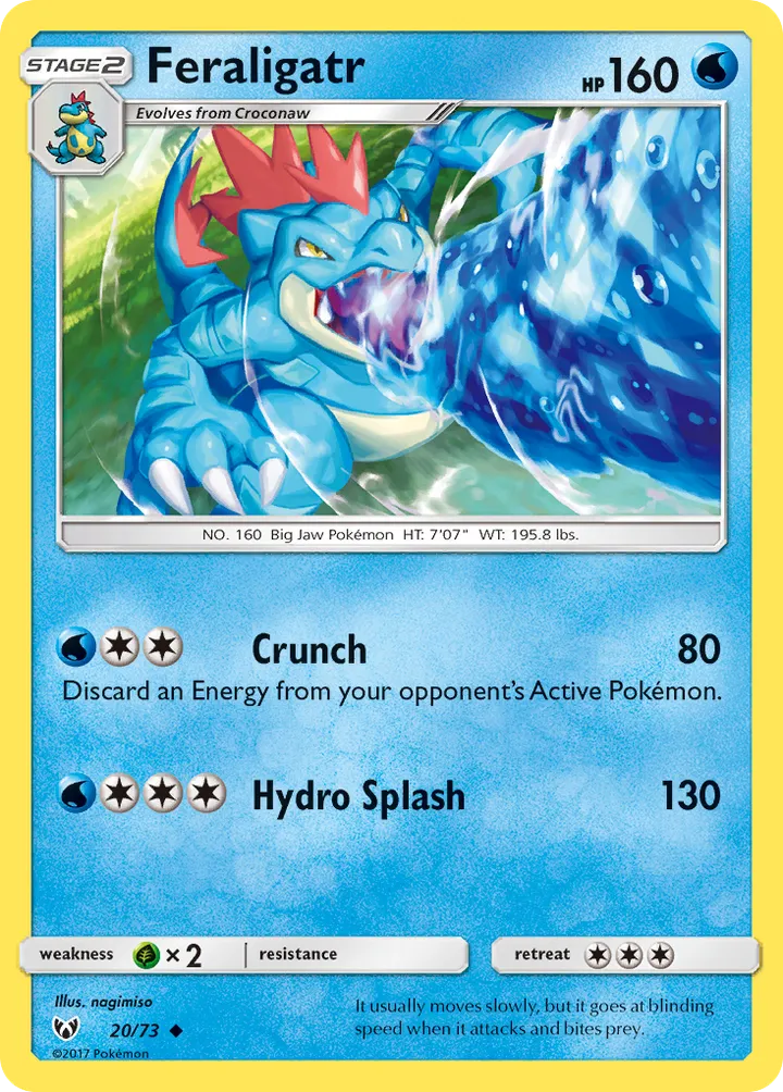 Shining Legends 영어판 Feraligatr 20 카드 앞면