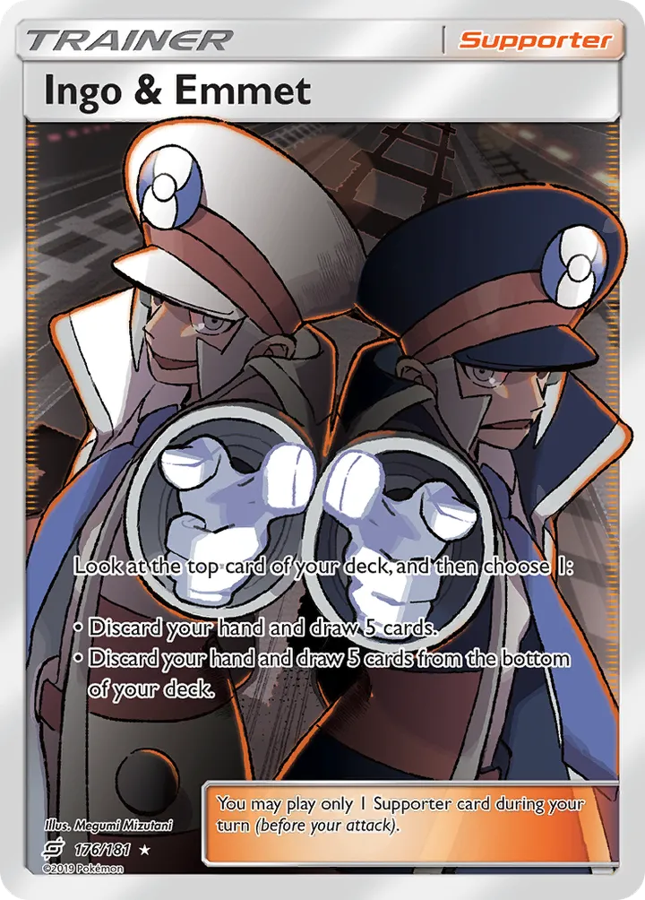 Sun & Moon—Team Up 영어판 Ingo & Emmet 176 카드 앞면