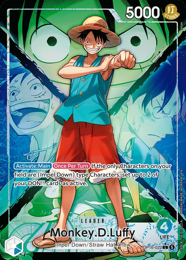 The Time of Battle 영어판 Monkey.D.Luffy OP16-022 · 패럴렐 카드 앞면