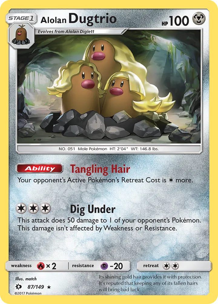 Sun & Moon 英語版 Alolan Dugtrio 87 カード表面