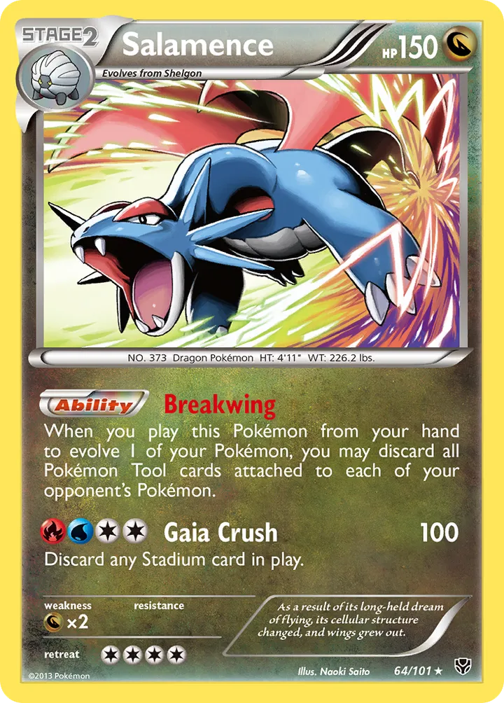 Black & White—Plasma Blast 영어판 Salamence 64 카드 앞면