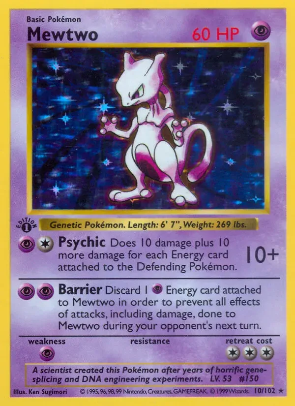 Base Set 英語版 Mewtwo 10 カード表面