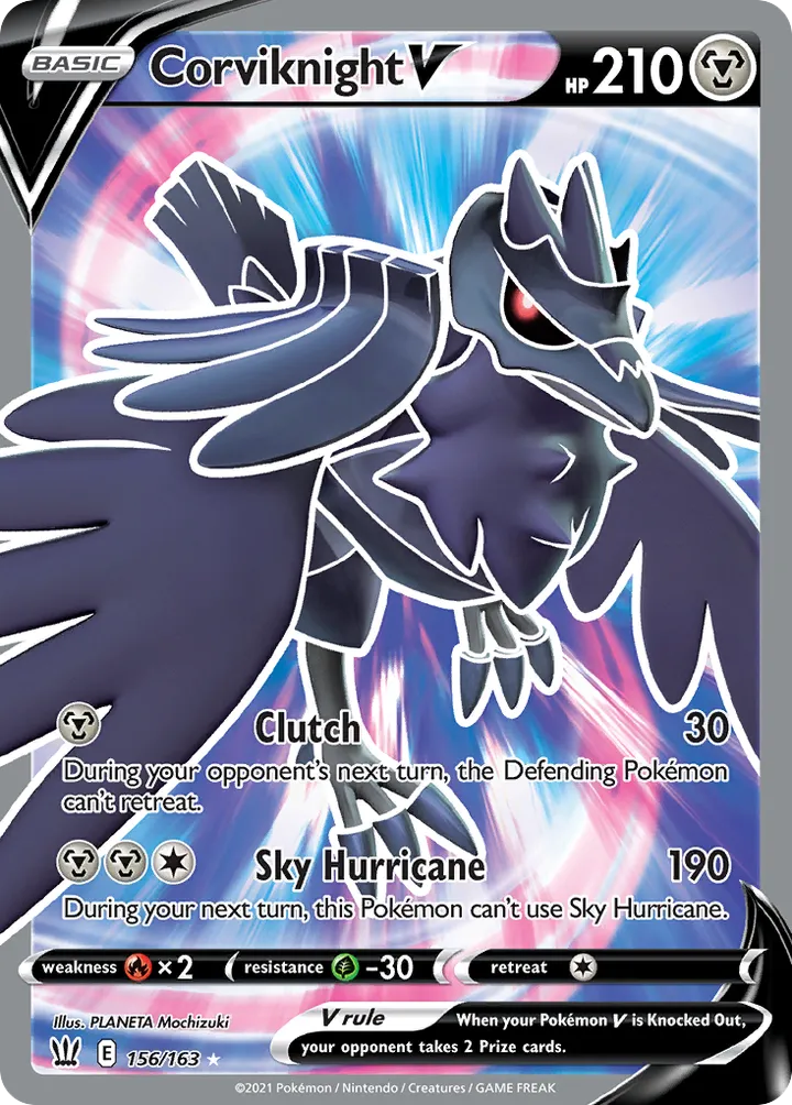 Sword & Shield—Battle Styles 영어판 Corviknight V 156 카드 앞면