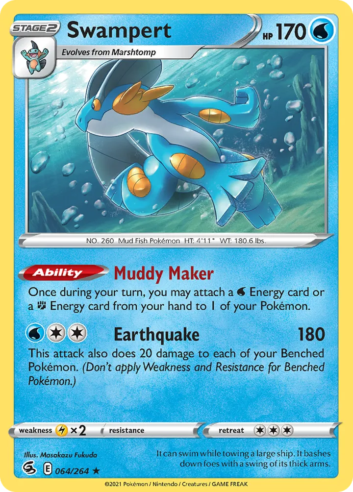 Sword & Shield—Fusion Strike 영어판 Swampert 64 카드 앞면