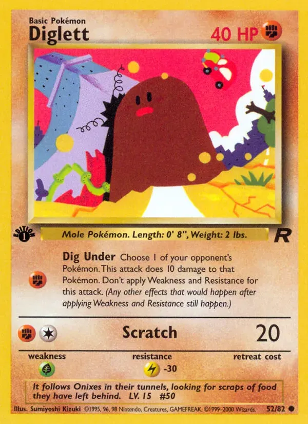 Team Rocket 영어판 Diglett 52 카드 앞면